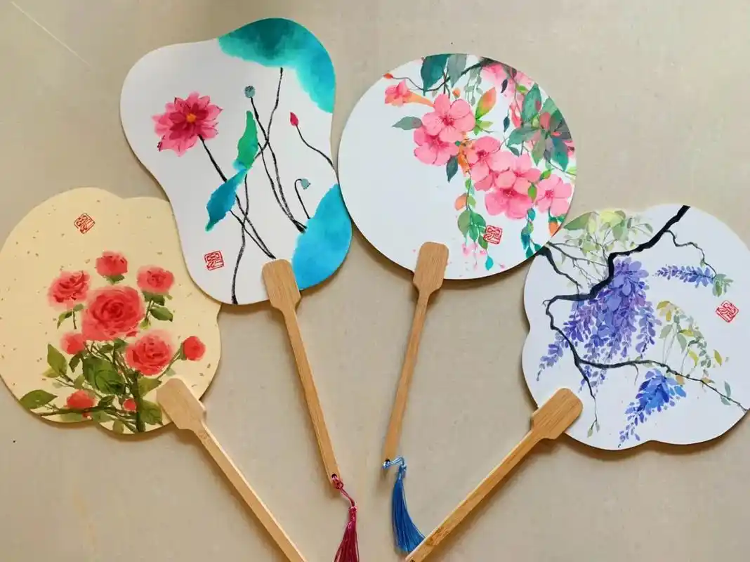 画扇子 心静自然凉#古风扇子 - 抖音