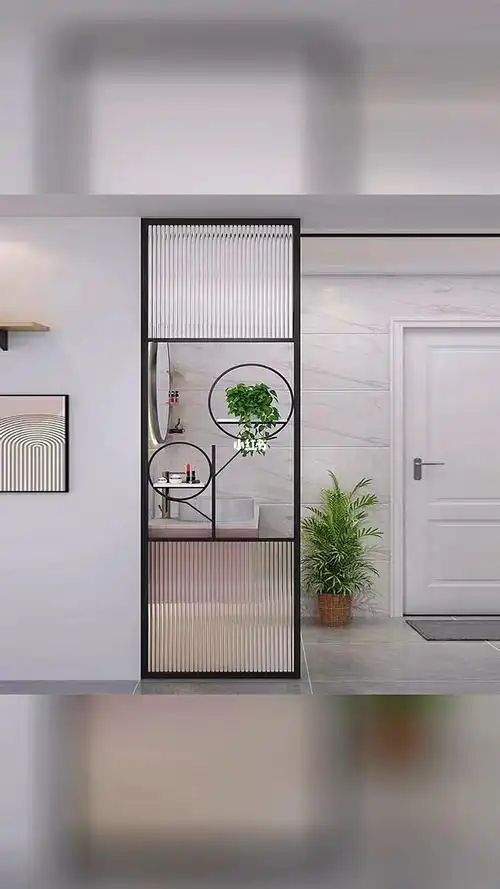 轻奢入户客厅不锈钢屏风玄关创意简约装饰长