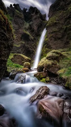 慢镜瀑布,风景-手机壁纸