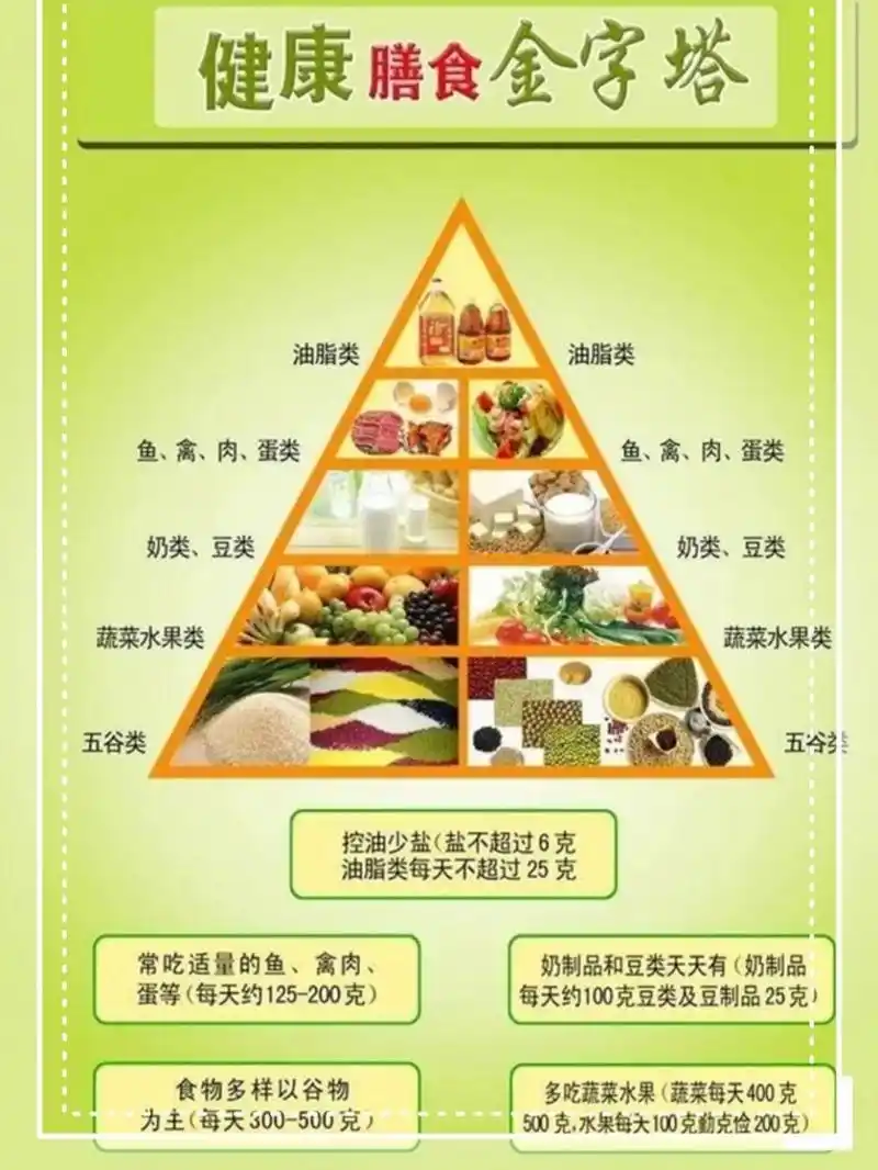 0-6岁儿童科学膳食金字塔 1,第一层以谷类为主(每人每天要吃350~500克