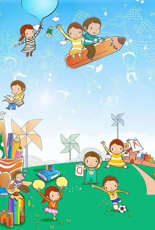 幼儿园可爱海报幼儿园孩子的简笔画儿童简笔画背景图片家长在孩子去