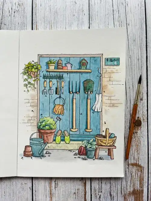 每日一画原创钢笔淡彩