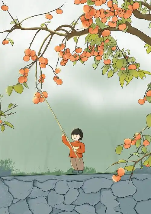 打柿子过年啦|插画|艺术插画|六斤半两 - 原创作品 - 站酷 (zcool)