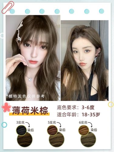 薄荷米棕染发剂潮发型宝哥2021流行色显白染发膏在家染冷茶青棕色
