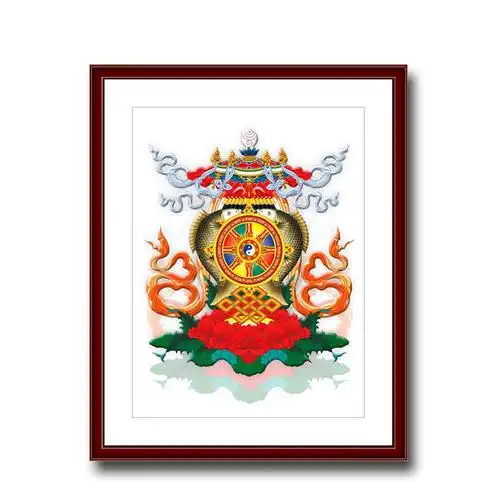 艺彩艺术㊣藏传佛教吉祥八宝挂图挂画玄关竖版迎宾装饰画镇宅避邪
