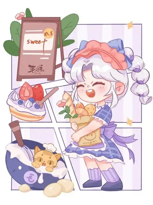 分镜插画烘焙工坊甜品少女