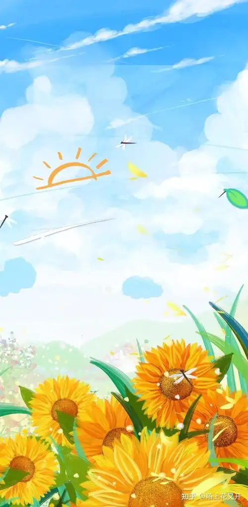 夏日手机壁纸|唯美小清新插画海报背景素材 - 知乎