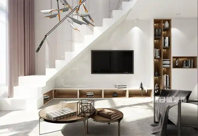 ②楼梯扶手电视墙如果楼梯旁边有客厅,电视墙就完美了.