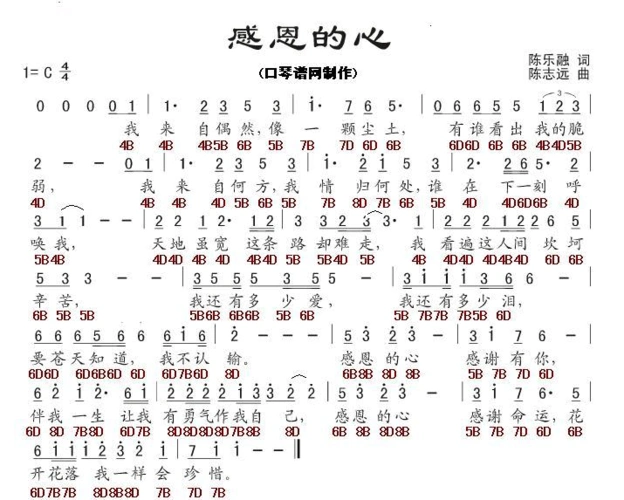 口琴谱 钢琴谱 入门 感恩的心,同桌的你,我们都一样,女人花,你到底爱