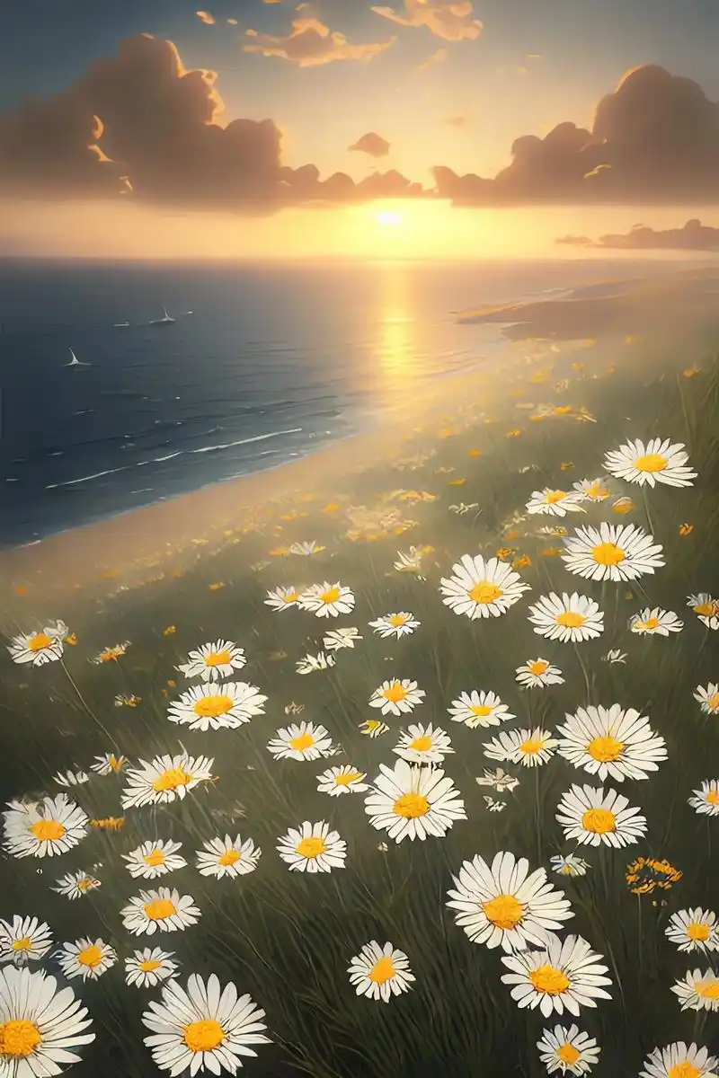 海边的菊花,让你体验另一种唯美的意境!#治愈系风景 #好看的 - 抖音