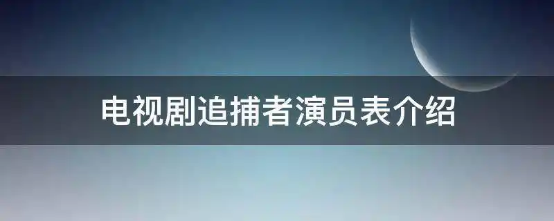 电视剧追捕者演员表介绍