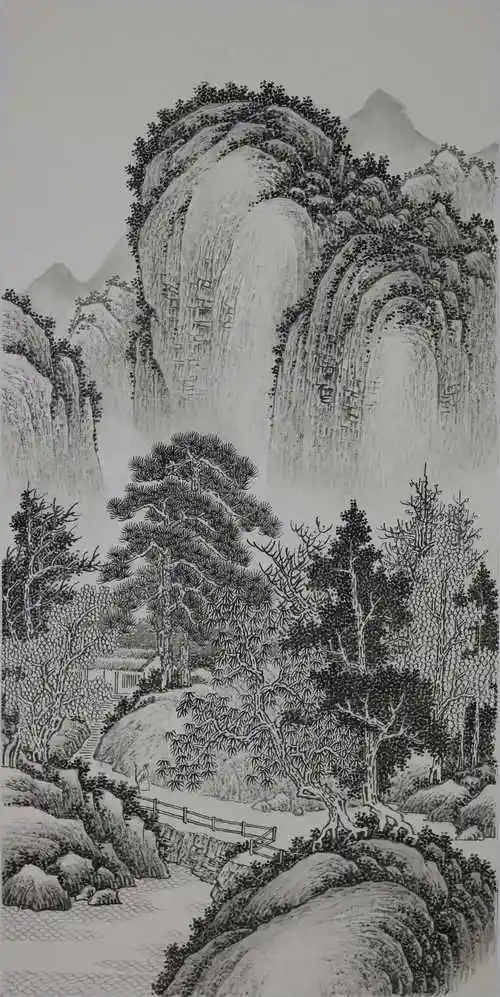 工笔山水临摹起稿不再难当代名家王军河白描稿