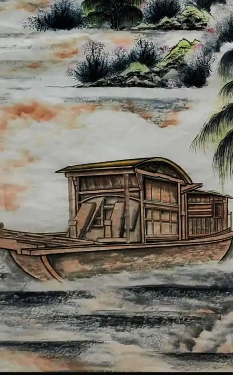 王长春老师国画《红船精神》作品