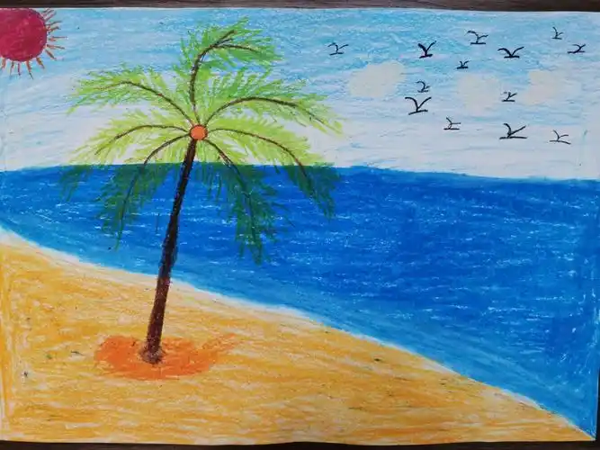 旬邑县第二幼儿园教师主题画——《那片海》