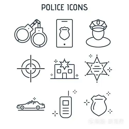 警察的图标, 手铐, 警察和其他人员的应用插画-正版商用图片02he5u-摄