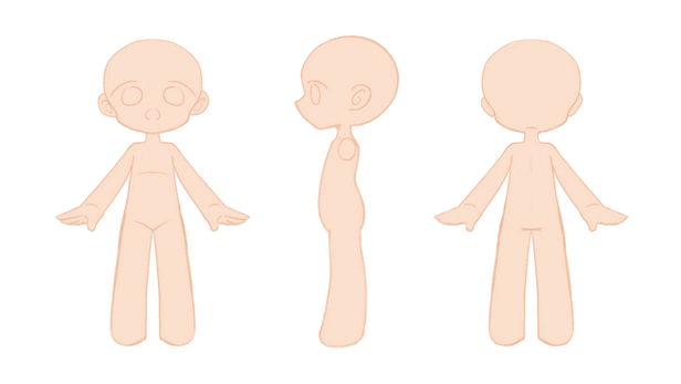 画了q版三视图人体.