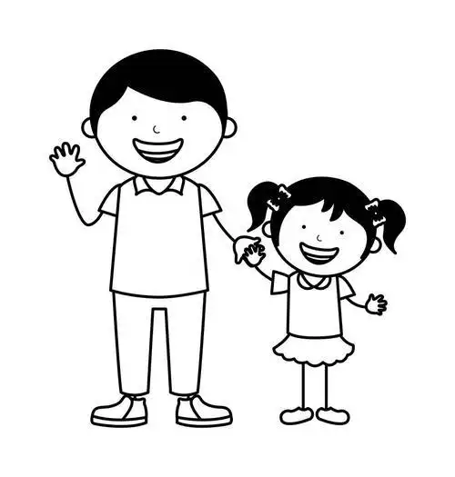 幸福的家庭洗菜简笔画