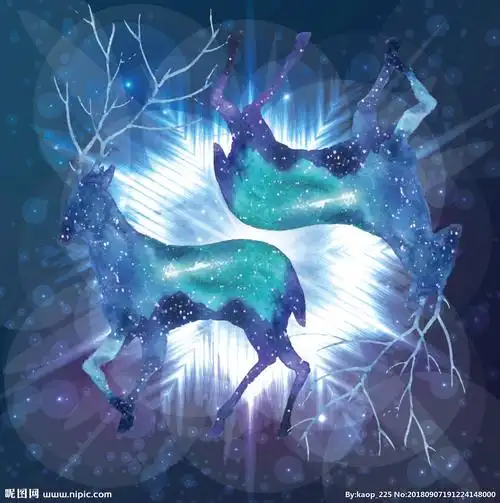 星空剪影鹿图片