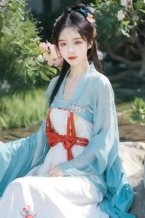 汉服女孩,公园里的古典之美