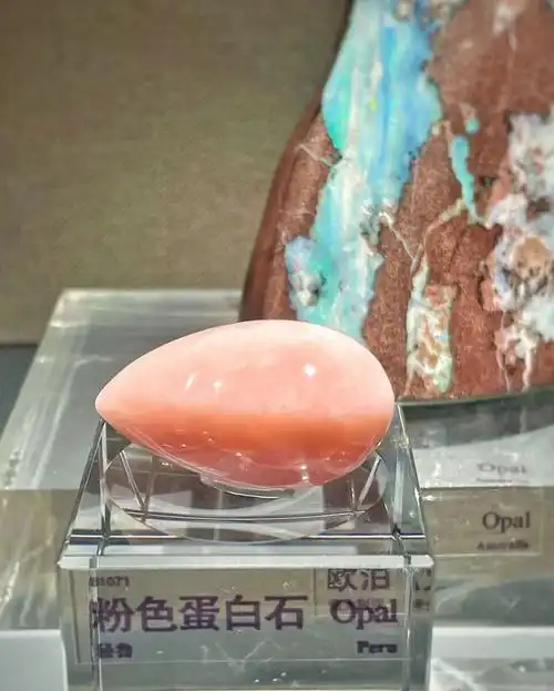 中国地质博物馆发现了一块粉色蛋白石好美