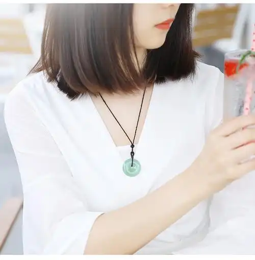 珠玥珠宝翡翠平安扣吊坠女玉石甜甜圈冰糯种玉坠挂坠玉佩自戴送礼大号