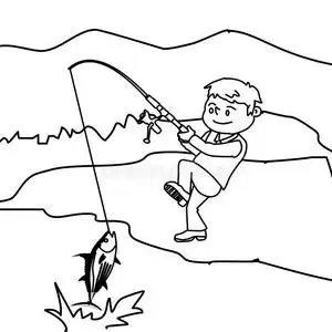钓鱼绘画图片