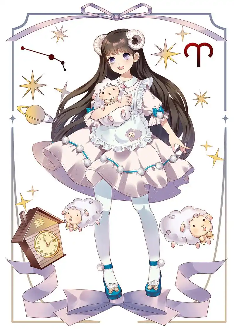 原创作品插画商业插画星座白羊少女星星粉色之前做的一些ui拍脸活动图