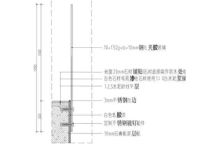 室内外玻璃扶手栏杆通用节点施工图 - 工程资料库
