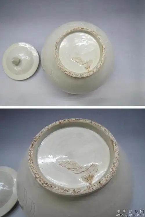 北宋定窑白釉刻划龙纹盖罐