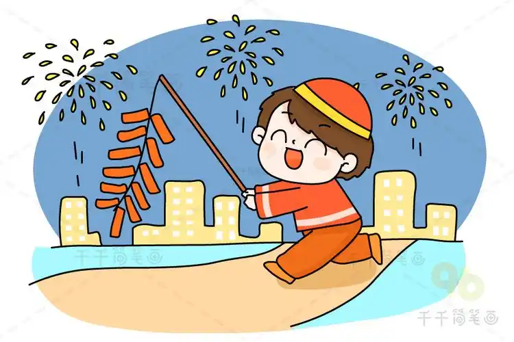 怎么画关于春节的简笔画炮竹声声迎新年