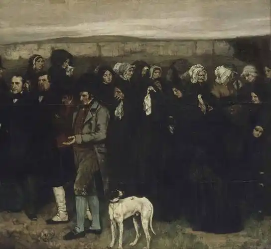 法国 古斯塔夫·库尔贝 《奥尔南的葬礼》布面油画 1849-1850年 高31.