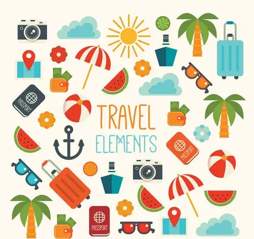 38款彩色旅行元素矢量素材
