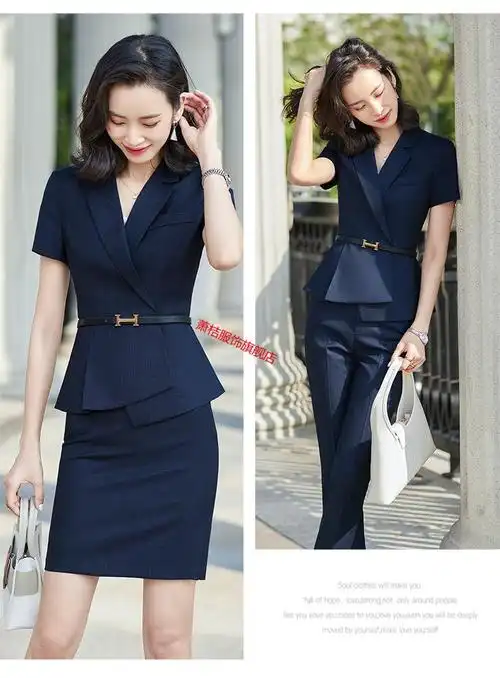 皮尔卡丹女装品牌职业西装套装女时尚气质女神范夏季短袖薄款名媛小香