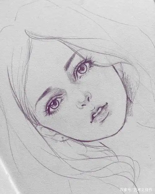 手绘铅笔人物头像,漂亮的女孩,真是美爆了