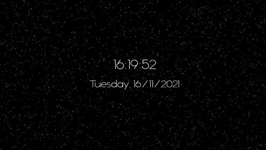 是一个简单的数字时钟动态壁纸,星空背景,显示时间,星期以及日月年,如