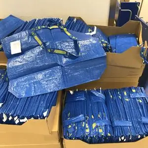 ikea宜家正品 弗拉塔 编织袋 购物袋环保袋蛇皮袋麻袋搬运袋 蓝色