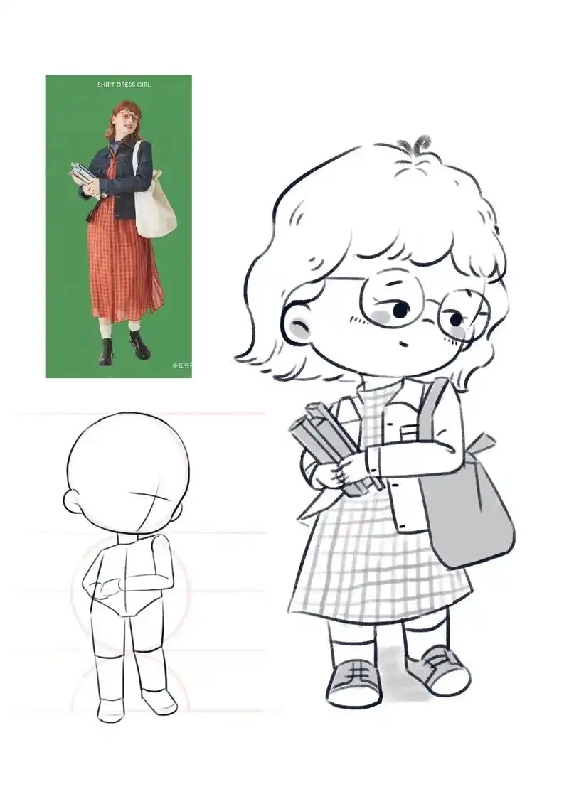 q版人物速写练习(01/100)大家好我还小狸,今天开始呆大 - 抖音