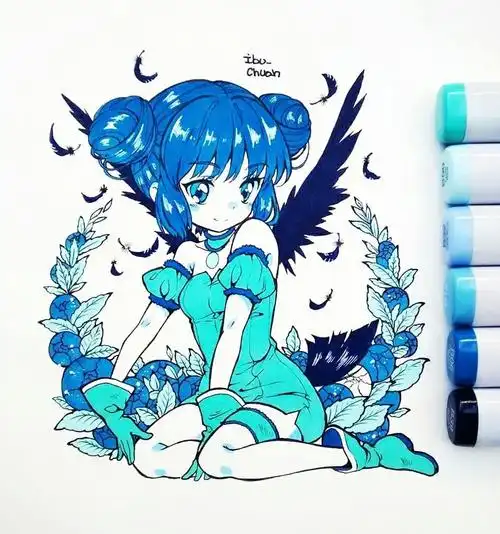 元气十足的萌系美少女马克笔下的二次元世界