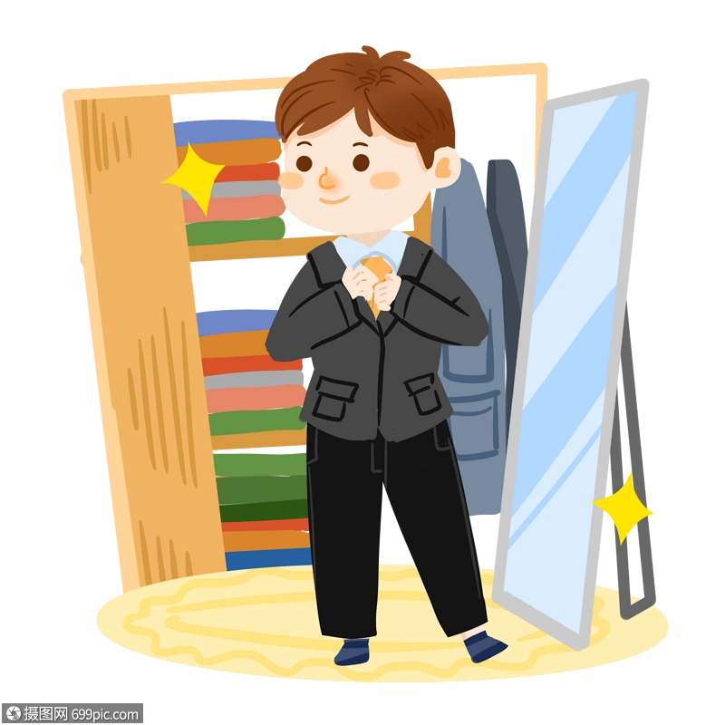 穿西装打领带的父亲镜子衣服