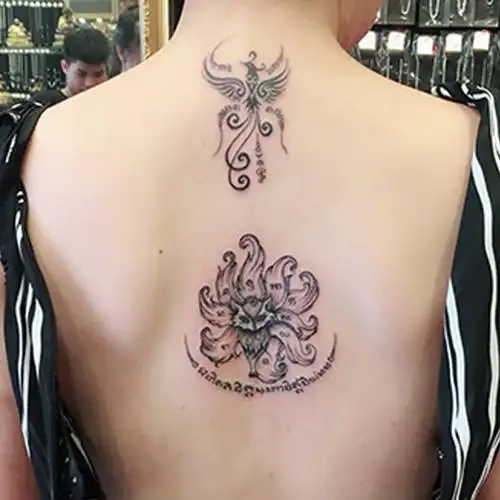 曼古王泰国刺符纹身全国预约男女九尾狐灵招财挡灾法力梵文身刺青