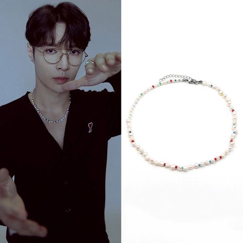 张艺兴同款不规则巴洛克彩色米粒珍珠项链轻奢嘻哈锁骨链短款女潮