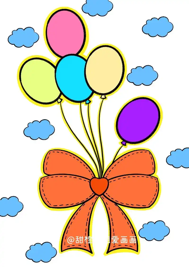 开学啦,迎接小朋友的是彩色的气球#画画 #儿童画 #简 - 抖音