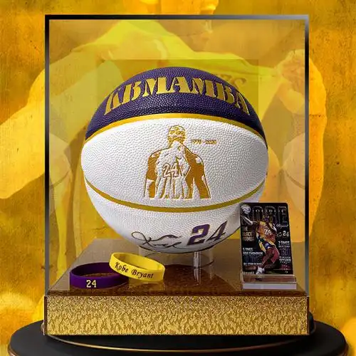 科比签名篮球湖人紫金24黑曼巴正品纪念款反光夜光七号室外pu耐磨