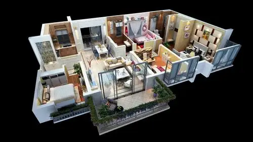 3d动画全息室内平面户型图005