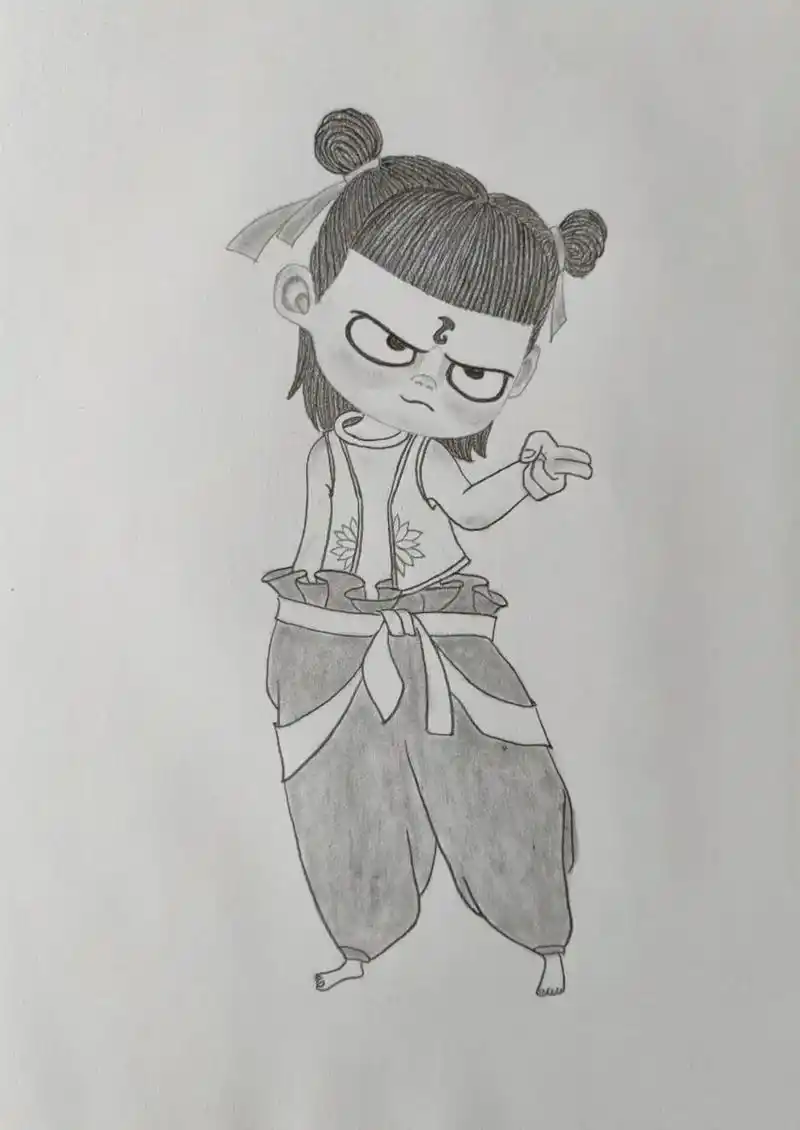 小哪吒… #哪吒之魔童降世 #动漫人物绘画  #铅笔画 #步 - 抖音