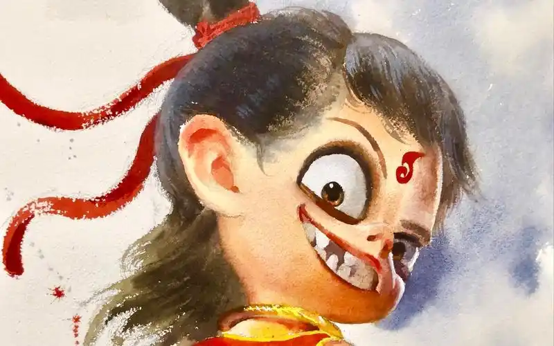 水彩手绘哪吒(上)