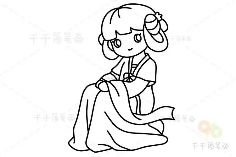 古代端庄女孩简笔画