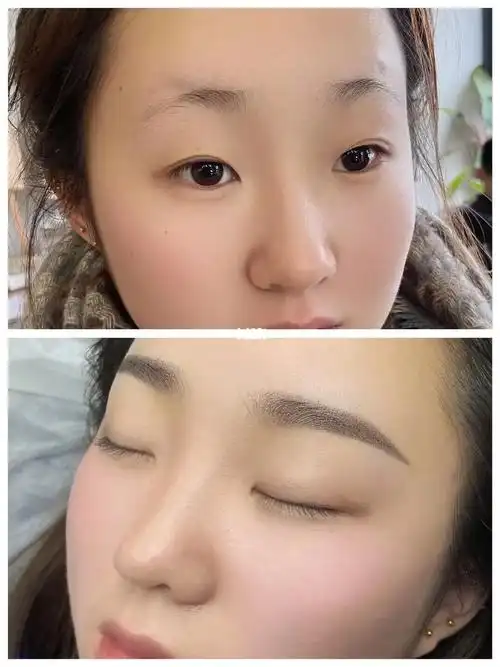 纹眉前后对比