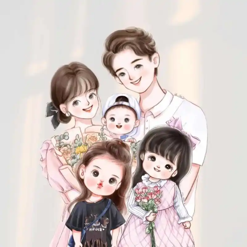 #一家五口 #亲子头像 #我们这一家 #五口之家二女一儿,相 - 抖音