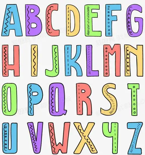 26个卡通手绘字母设计矢量图